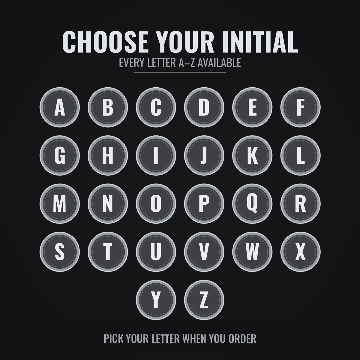 Choose your initial: every letter A to Z available for the weight plate keychain